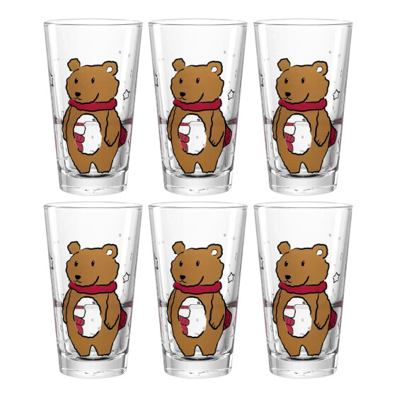 Сервировка стола бокалы и стаканы LEONARDO Набор стеклянных бокалов с медведем 6 шт.