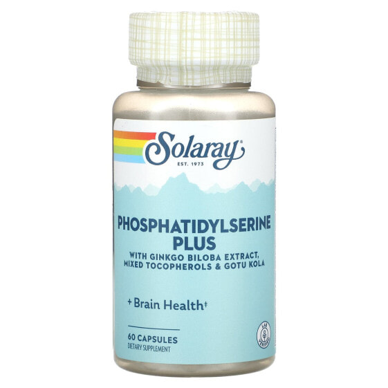 Витамины для улучшения памяти и работы мозга SOLARAY Phosphatidylserine Plus, 60 капсул