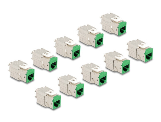 Delock Keystone Modul RJ45 Buchse zu LSA Cat.6A werkzeugfrei grün Set 10