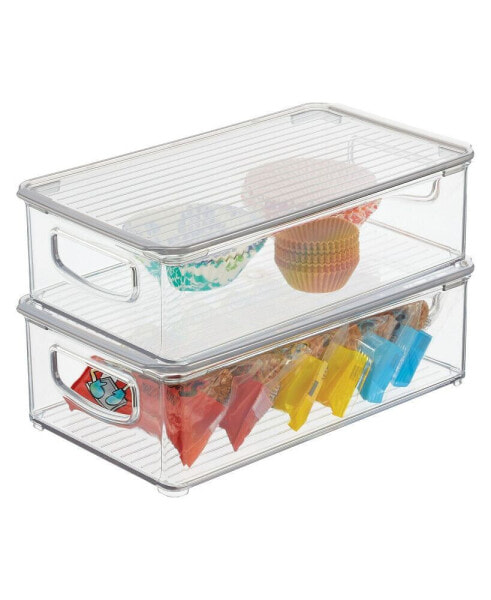 Plastic Storage Bin Box Container - Lid and Handles - 10 x 6 x 3 - 2 Pack