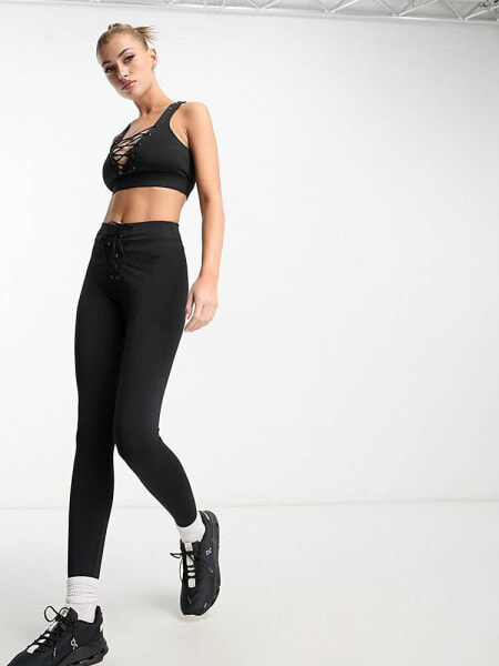 HIIT lace up front legging with gunmetal eyelet detail