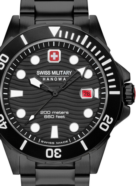 Мужские наручные часы с черным браслетом Swiss Military Hanowa 06-5338.13.007 Offshore Diver 44 mm 10ATM