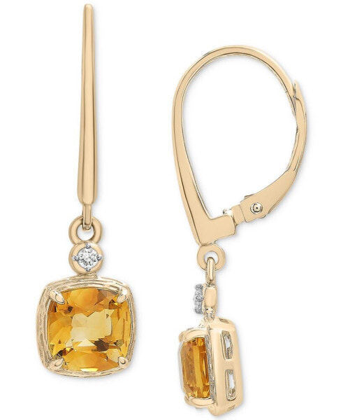 Citrine (3-1/20 ct. t.w.) & Lab-Grown White Sapphire (1/10 ct. t.w.) Leverback Drop Earrings in 14k Gold-Plated Sterling Silver