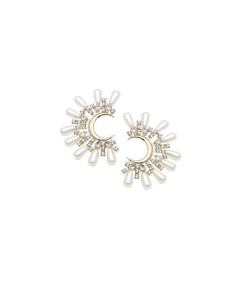 Women's White Crescent Drop Earrings