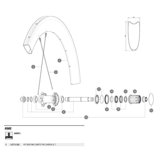 MAVIC Comete Pro Carbon SL Tubular Rear Rim Kit