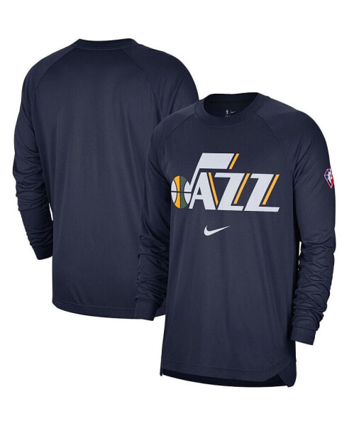 Men's Navy Utah Jazz 75th Anniversary Pregame Shooting Performance Raglan Long Sleeve T-shirt
