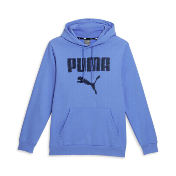 Puma Faux Embroidered Pullover Hoodie Mens Blue Casual Outerwear 84578445