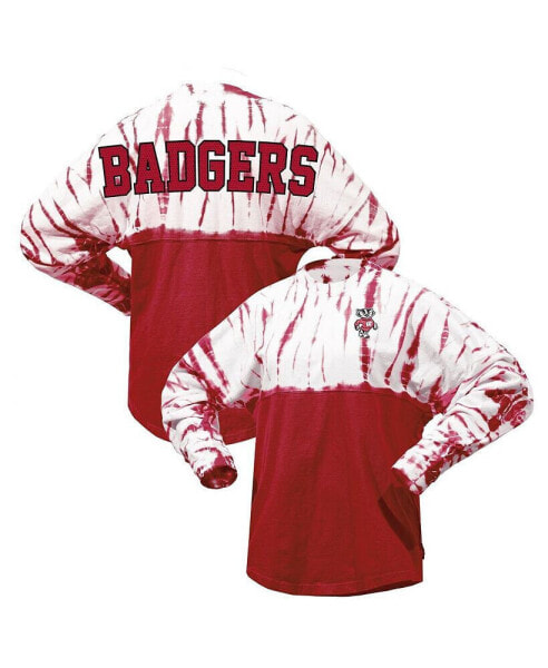 Women's Red Wisconsin Badgers Tie-Dye Long Sleeve Jersey T-shirt