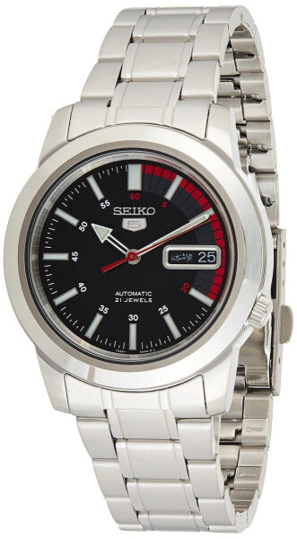 SEIKO Men's Automatic Black Dial Stainless Steel Watch SNKK31K1