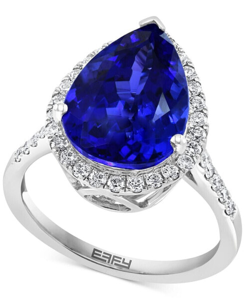 EFFY® Tanzanite (6 ct. t.w.) & Diamond (3/8 ct. t.w.) Halo Ring in 14k White Gold