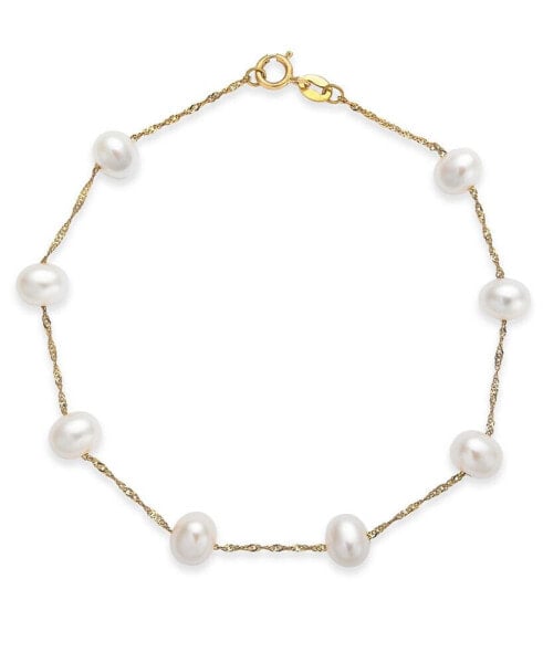 EFFY® Cultured Freshwater Pearl Station Bracelet (5-1/2-6mm) in 14k Gold (Also available in 14k White Gold and 14k Rose Gold)