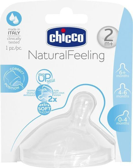 Соска для бутылочек Chicco NaturalFeeling Проточное среднее 2m+ 1 штука