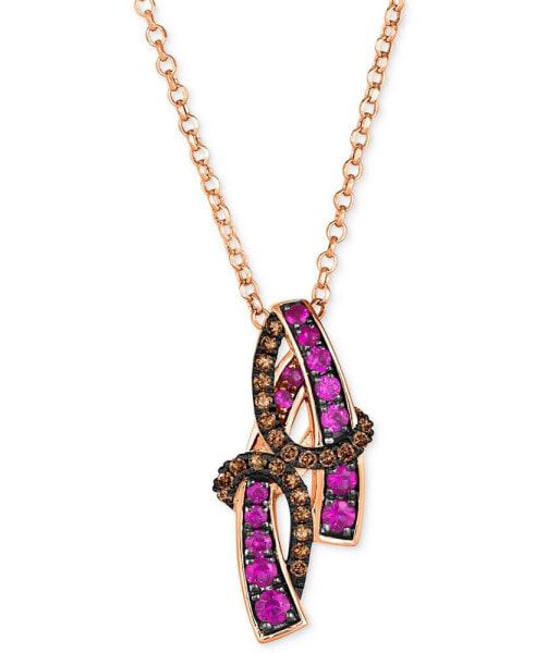 Le Vian chocolatier® Bubble Gum Pink Sapphire (3/8 ct. t.w.) & Chocolate Diamond (1/5 ct. t.w.) Swirl 19" Pendant Necklace in 14k Rose Gold