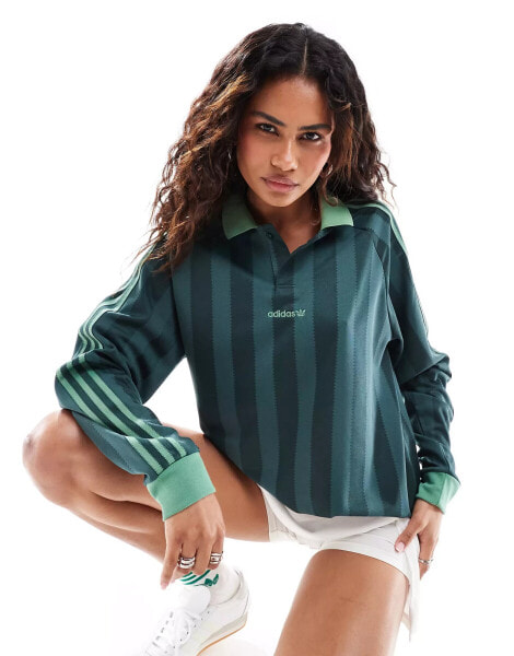 adidas Originals unisex long sleeve polo in green