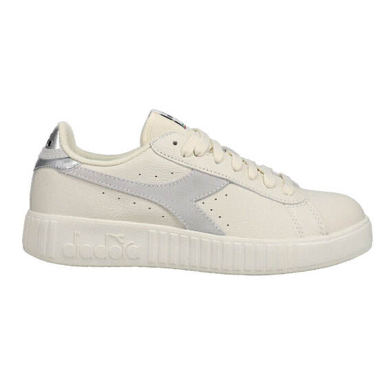 Diadora Game Step Premium Tumbled Leather Lace Up Womens Off White Sneakers Cas