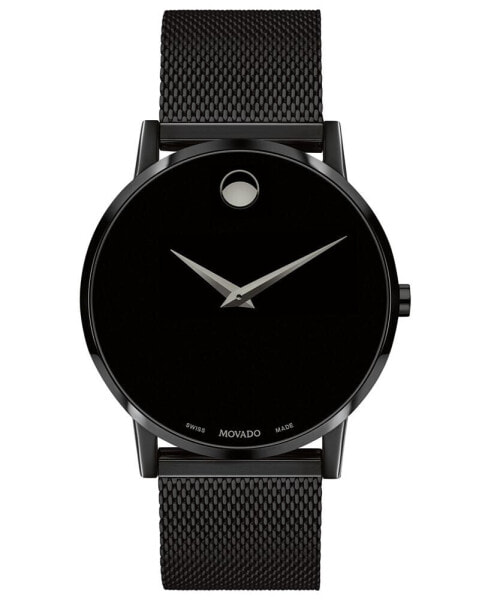 Men's Swiss Museum Black PVD Mesh Bracelet Watch 40mm