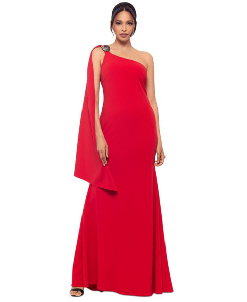 Women's Hardware Draped One-Shoulder Gown