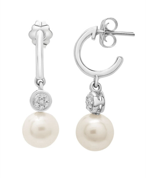 Cultured Freshwater Pearl (7mm) and Diamond (1/20 ct. t.w.) Earrings in Sterling Silver