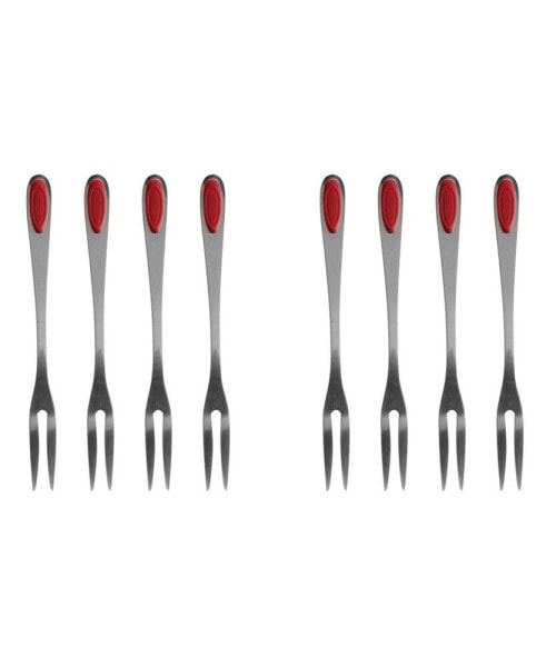 Set of 8 Stainless Steel and Silicone Forks