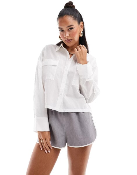 Vero Moda boxy cropped shirt in white