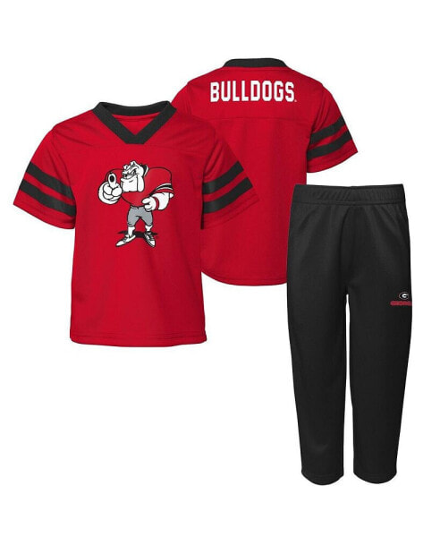 Infant Boys and Girls Red Georgia Bulldogs Two-Piece Red Zone Jersey and Pants Set