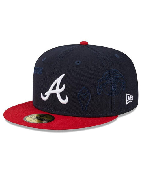 Men's Navy/Red Atlanta Braves Multi Logo 59FIFTY Fitted Hat