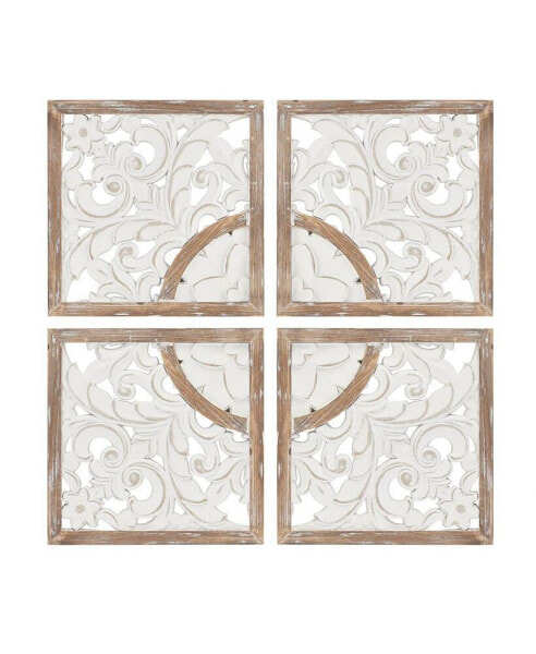 Arwen Two-Tone Medallion Carved Wood 4-Piece Wall Decor Set