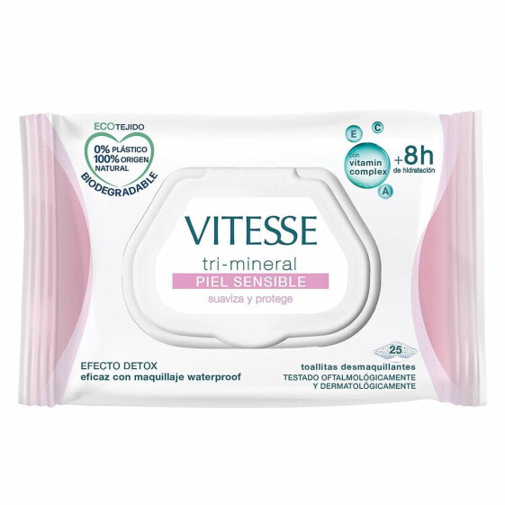 Салфетки для снятия макияжа Vitesse Mineral Piel Sensible Чувствительная кожа (25 штук)