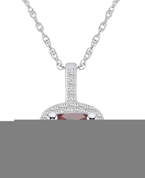 Garnet (2-3/4 Ct. T.W.) and Diamond (1/4 Ct. T.W.) Halo Pendant Necklace in 14K White Gold