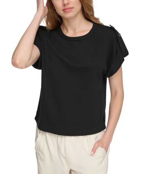 Women's Short-Roll-Sleeve French Terry Top