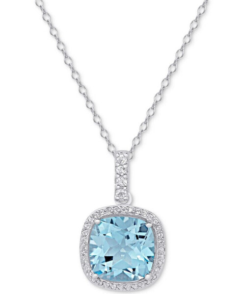 Macy's blue Topaz (1-5/8 ct. t.w.) & White Topaz (4-3/4 ct. t.w.) Pendant Necklace in Sterling Silver