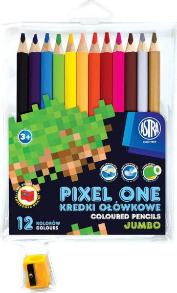 Цветные карандаши ASTRA art-pap Pixel One 12 красок + точилка