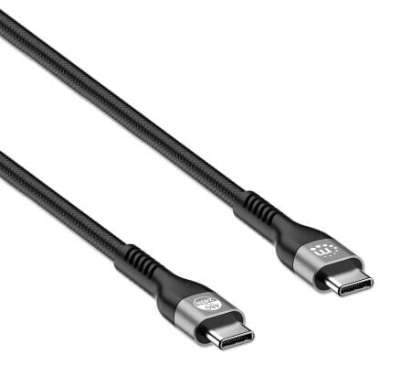 Manhattan USB-C to USB-C Cable (240W) - 2m - Male to Male - Black - 480 Mbps (USB 2.0) - Extended Power Range (EPR) charging up to 240W (Note additional USB-C 240W wall charger needed) - Lifetime Warranty - Polybag - 2 m - USB C - USB C - USB 2.0 - 480 Mbit/s - Bla