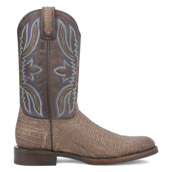 Dingo Saw Buck Embroidered Lizard Print Round Toe Cowboy Mens Brown Casual Boot