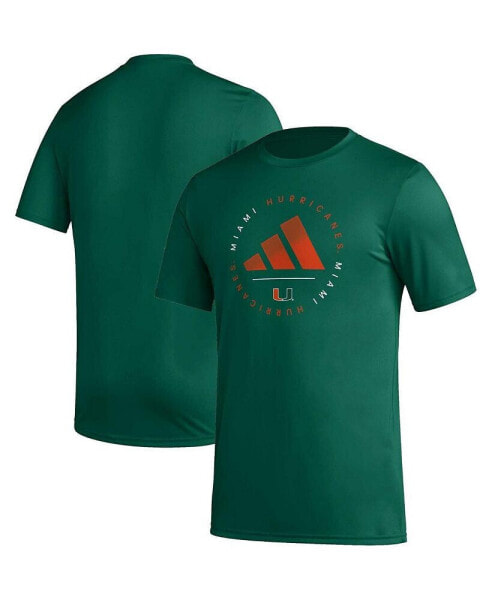 Men's Green Miami Hurricanes Stripe Up AEROREADY Pregame T-shirt