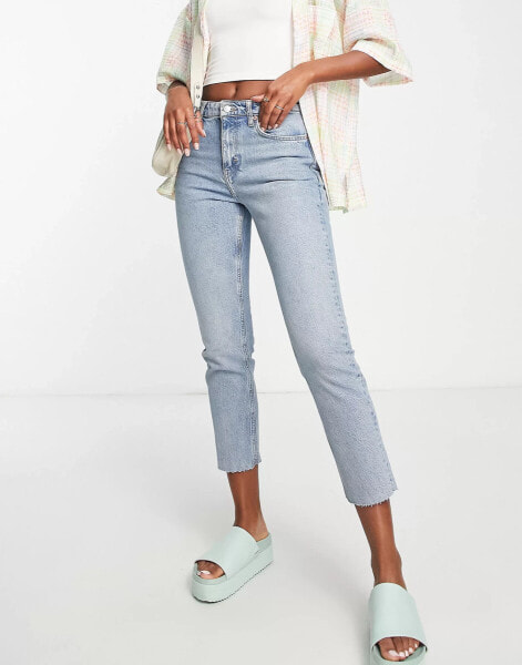 Женские джинсы Topshop Straight Jeans mit ausgeblichener, grauer Waschung