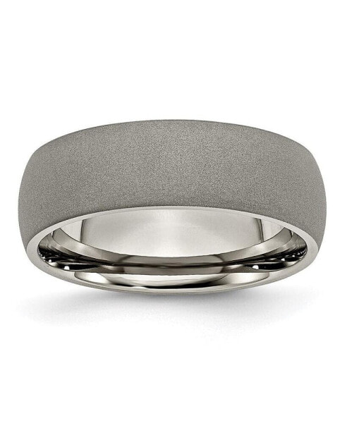 Titanium Stone Finish Half Round Wedding Band Ring