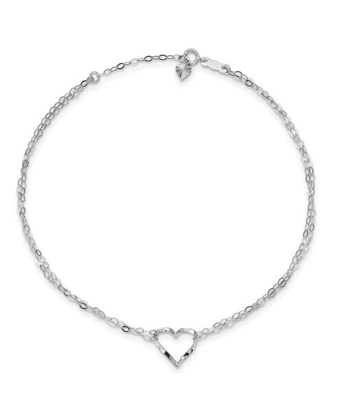 Double Strand Heart Anklet With 1-inch Extension in 14k Gold