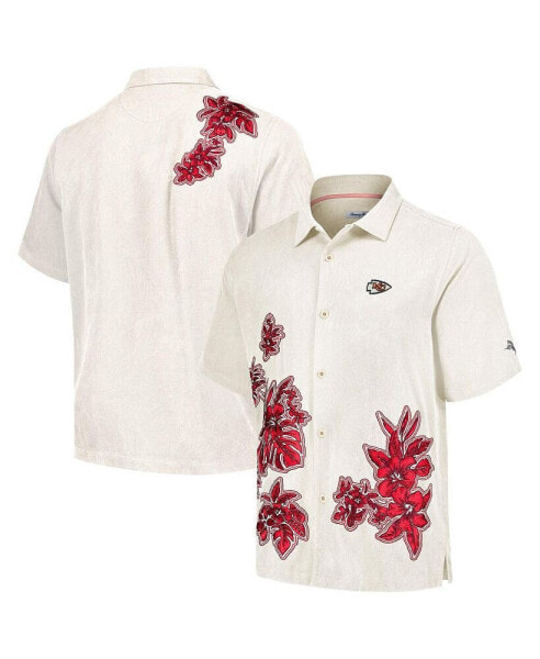 Men's Cream Kansas City Chiefs Hibiscus Camp Button-Up Shirt