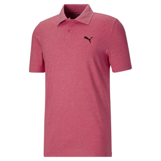 Puma Essentials Heather Small Logo Short Sleeve Polo Shirt Mens Red Casual 67910