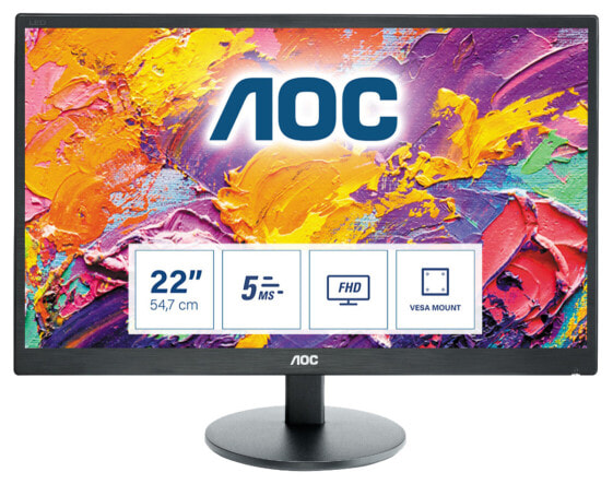 Монитор AOC 70 Series E2270SWN - 54.6 cm (21.5") - 1920 x 1080 пикселей - Full HD - LCD - 5 мс - Черный