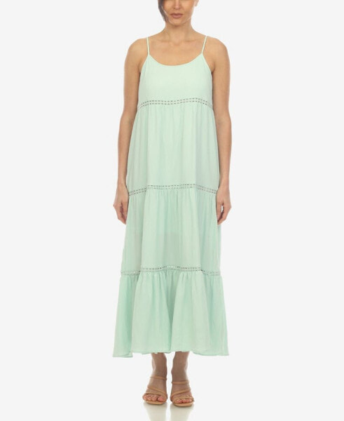 Women's Scoop Neck Tiered Maxi Dress