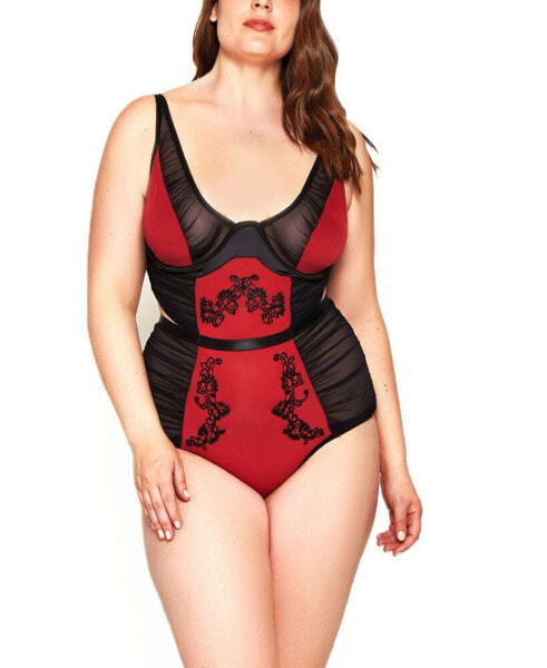 Боди iCollection Plus Size Mesh Rushed Bodysuit