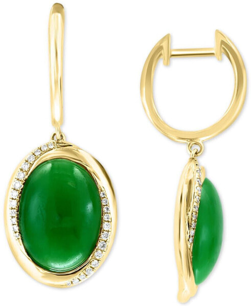 EFFY® Dyed Jade & Diamond (1/5 ct. t.w.) Dangle Hoop Earrings in 14k Gold