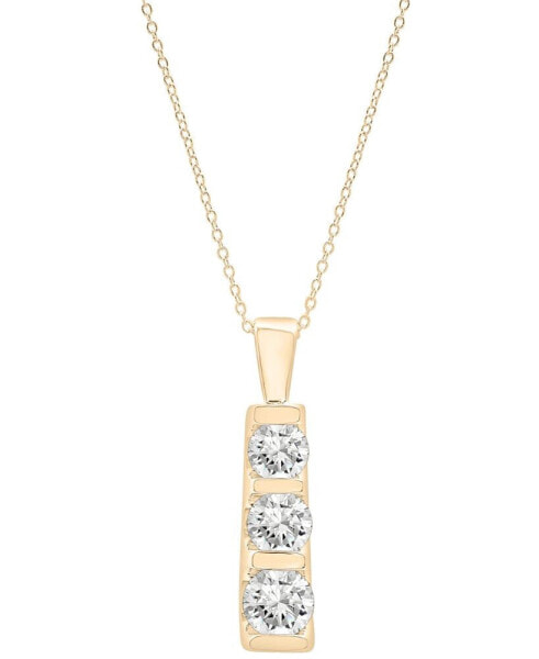 Diamond Graduated Three Stone Pendant Necklace (1 ct. t.w.) in 14k White or Yellow Gold, 18" + 2" extender, Created for Macy's