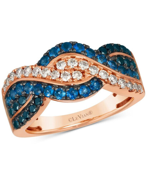 Blueberry Sapphire (1/2 ct. t.w.) & Diamond (5/8 ct. t.w.) Crossover Ring in 14k Rose Gold