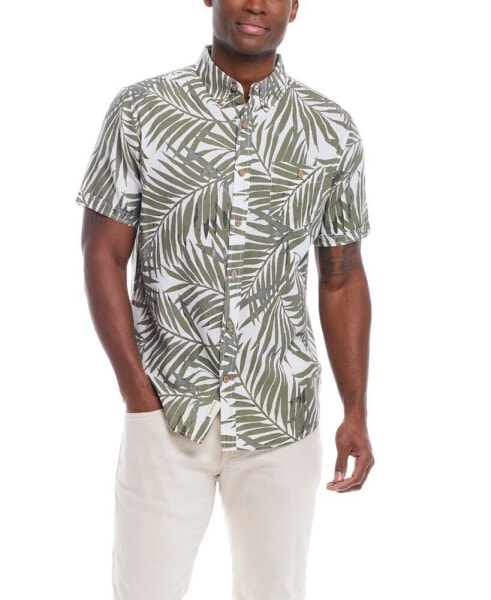 Men's Short Sleeve Print Linen Cotton Shirt