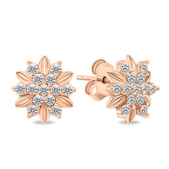 Bronze stud earrings with zircons EA614R