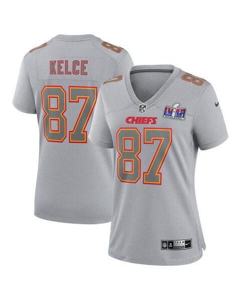 Women's Travis Kelce Gray Kansas City Chiefs Super Bowl LVIII Atmosphere Fashion Game Jersey