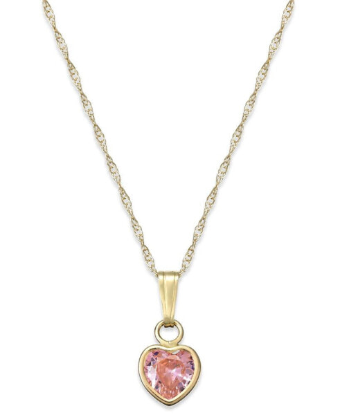 Macy's children's Pink Cubic Zirconia Heart Pendant Necklace in 14k Gold